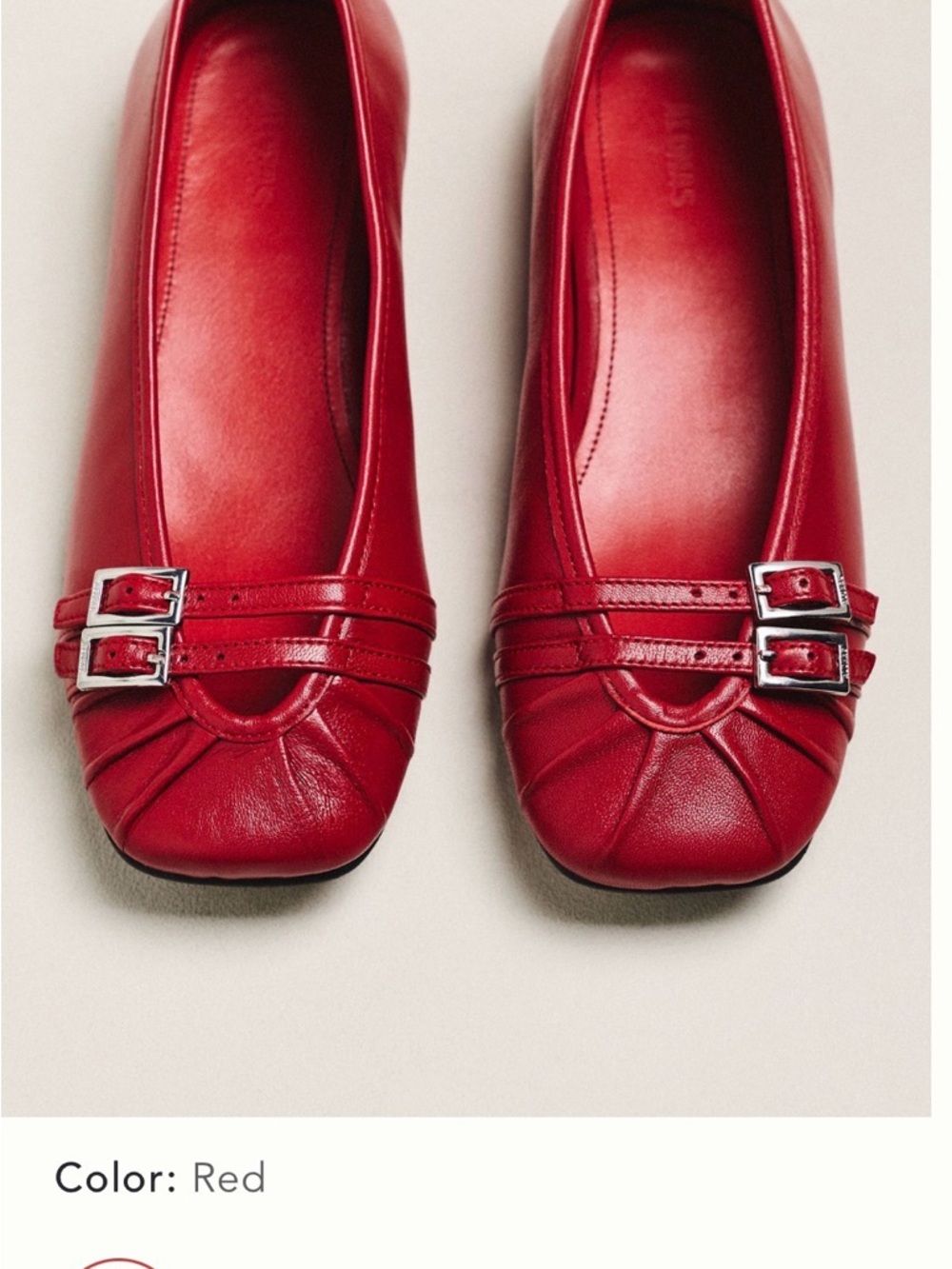 Women's Red Buckle Ballet Flats - Classic Everyday Loafers
